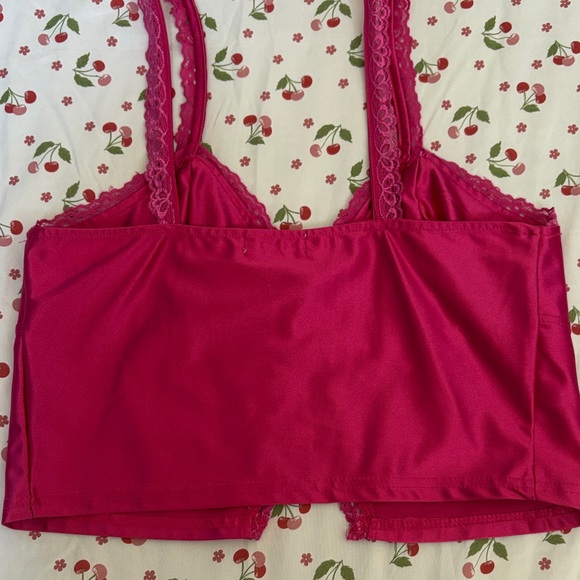 New Pink Lace Trim Cami Top - Picture 4 of 6